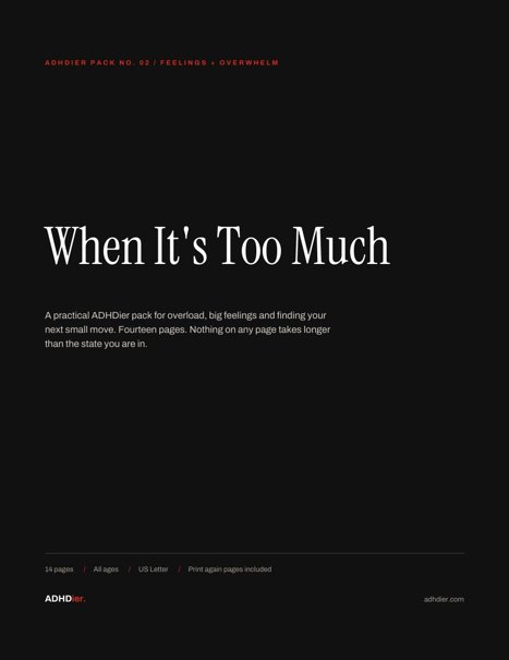 When It's Too Much — the printed cover