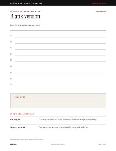 The Getting Started Pack — My activation menu
